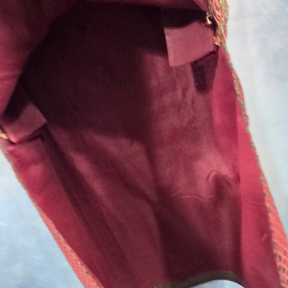 Mens Red Green Woven Kurta Tunic Embroidered Velvet Beadwork Traditional 105 - Picture 8 of 13